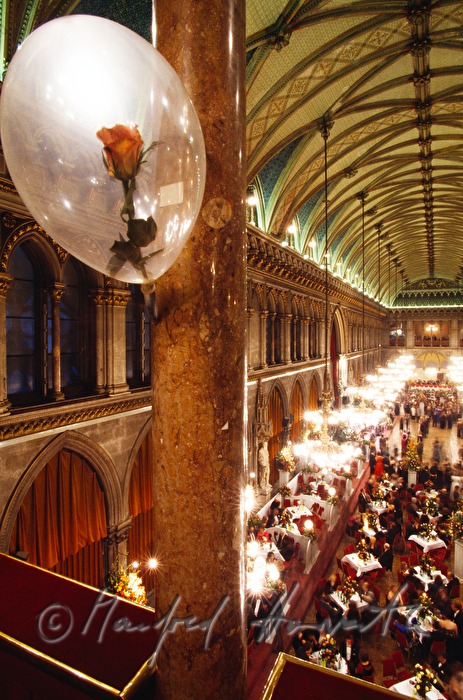 Town Hall Ball, view from the gallery to the dancers