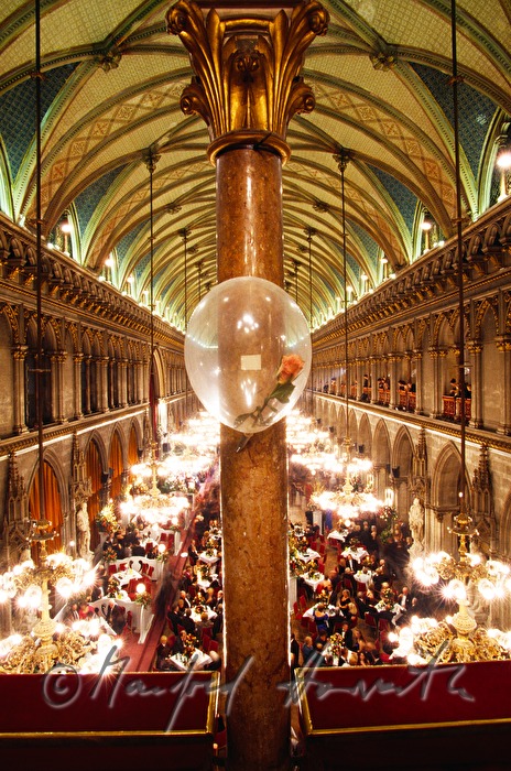 Town Hall Ball, view from the gallery to the dancers