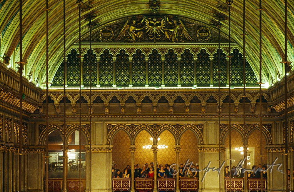 Town Hall Ball, view from the gallery to the dancers