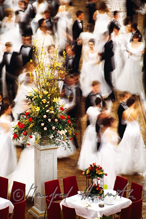 Town Hall Ball, dancers and flower decoration