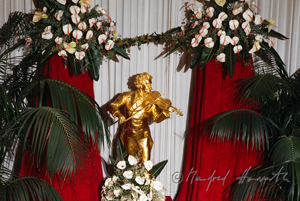 Town Hall Ball, golden statuette of Johann Strauss
