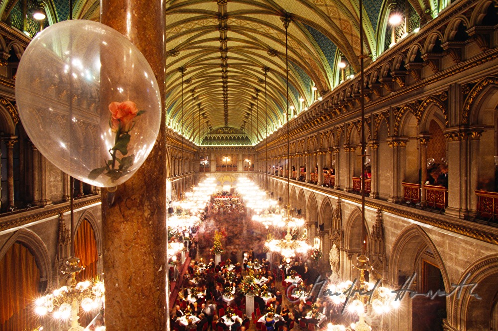 Town Hall Ball, view from the gallery to the dancers