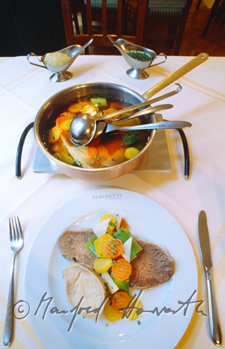Tafelspitz (Austrian dish) served with soup