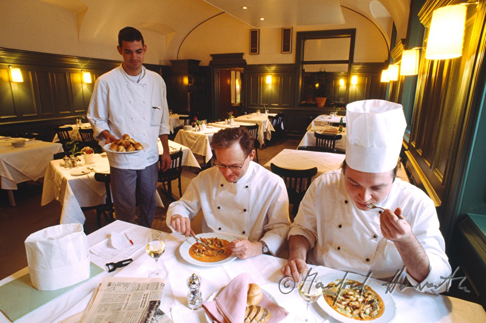 the owner Wilhel Schnattl eats in his own restaurant