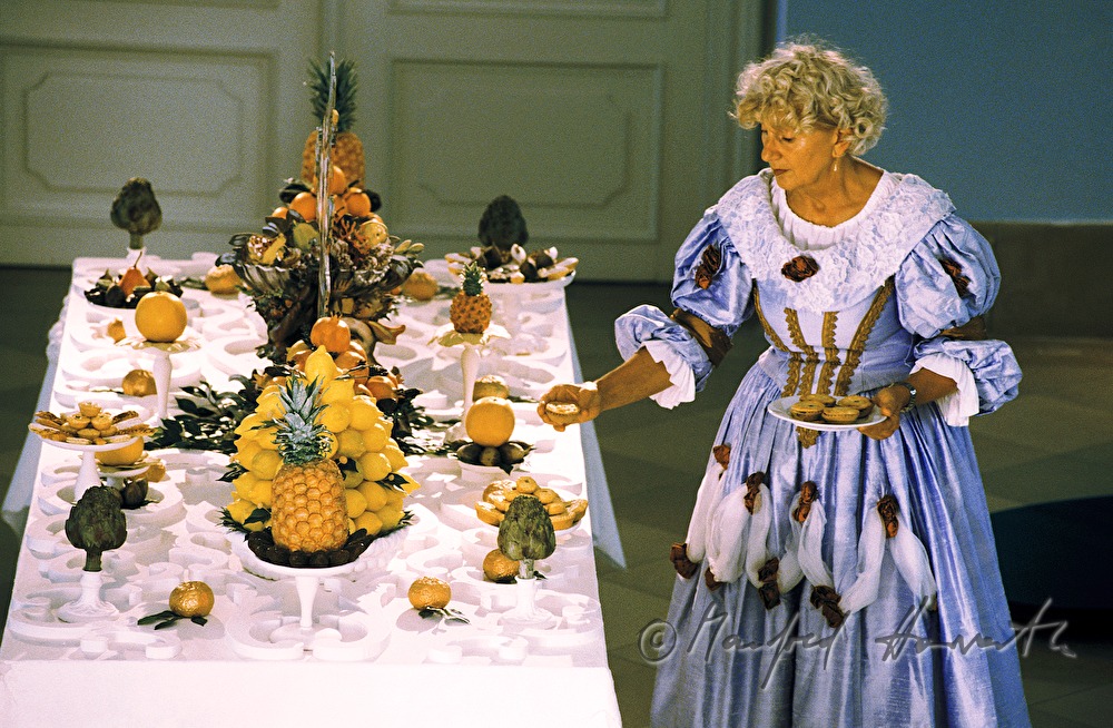 Castle Niederweiden, waitress in traditional baroque costume