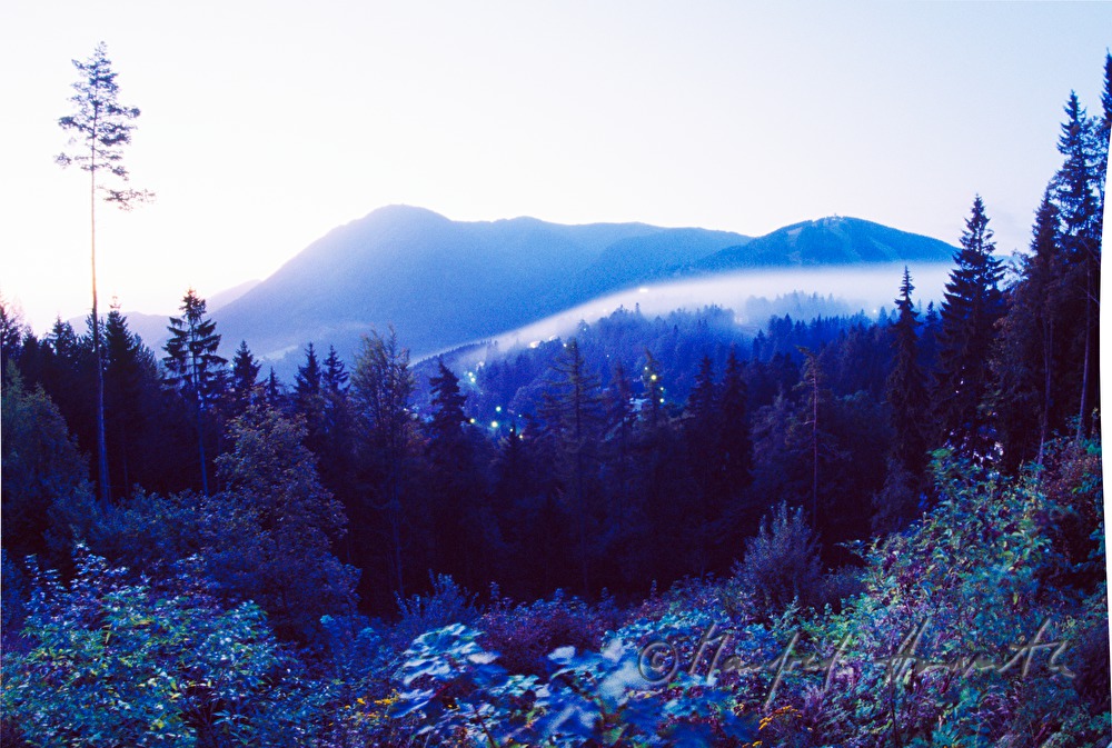 fog over the mountain ridge