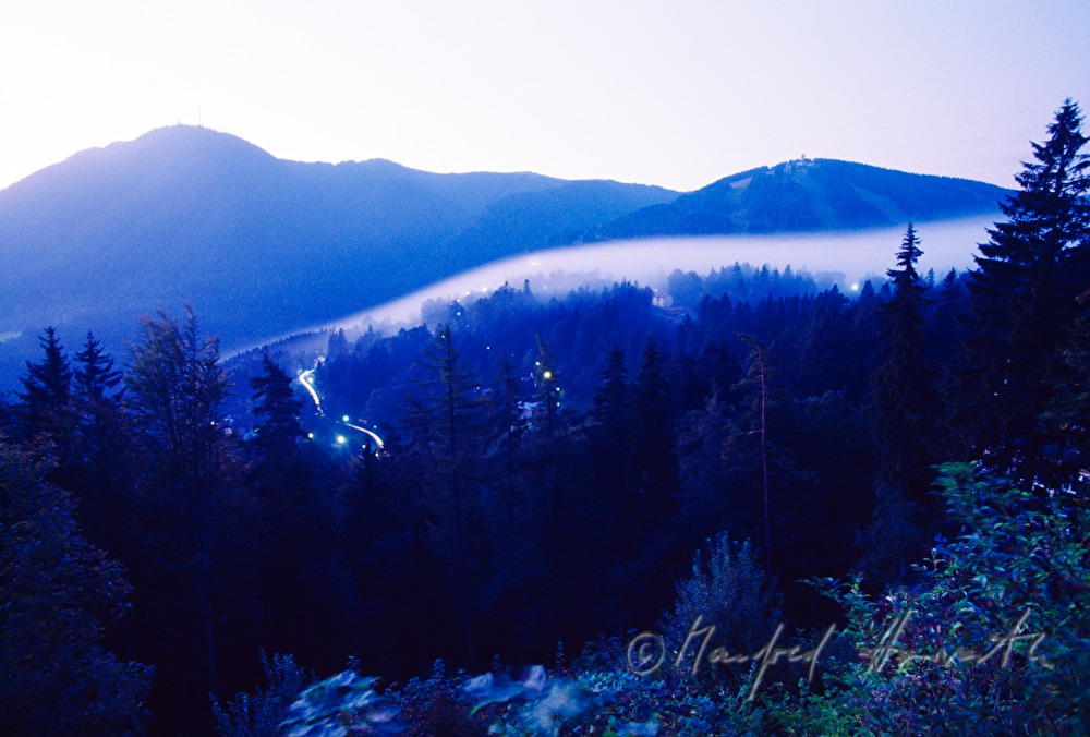 fog over the mountain ridge