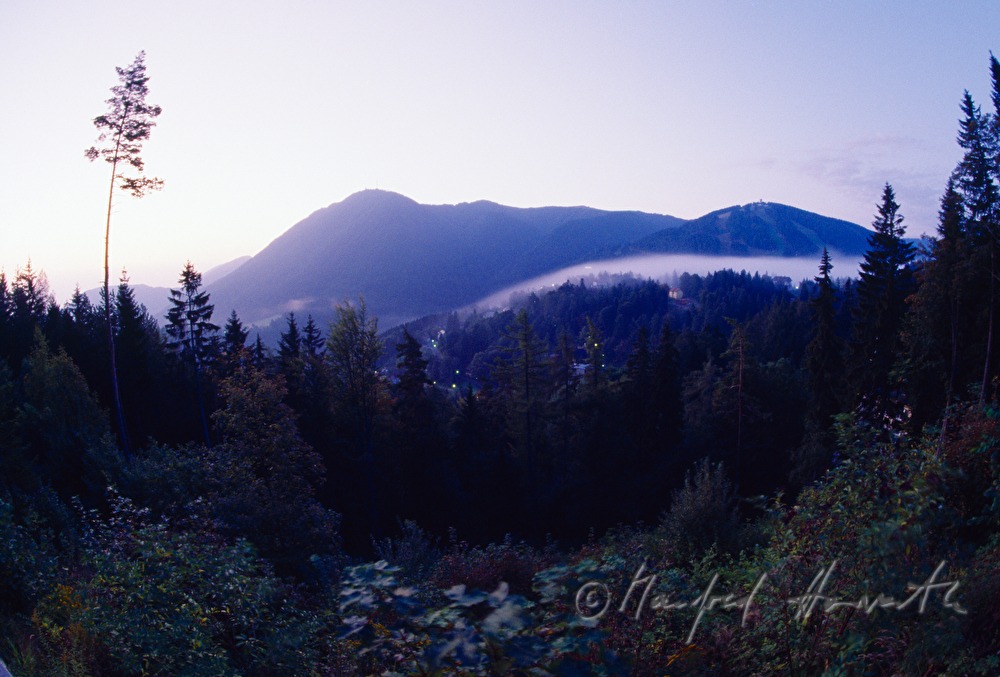 fog over the mountain ridge