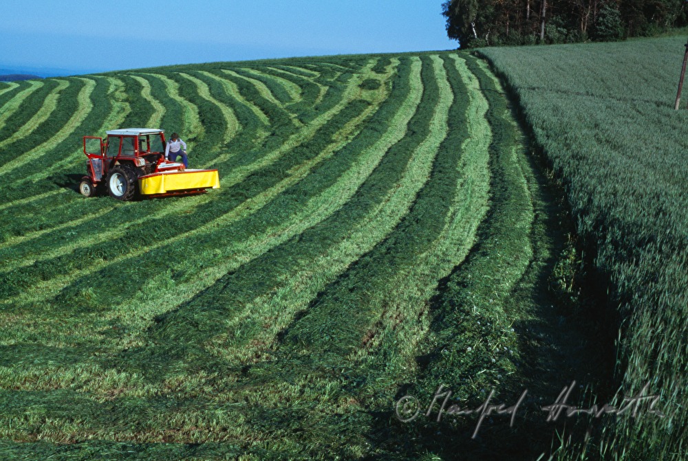making hay with a tractor