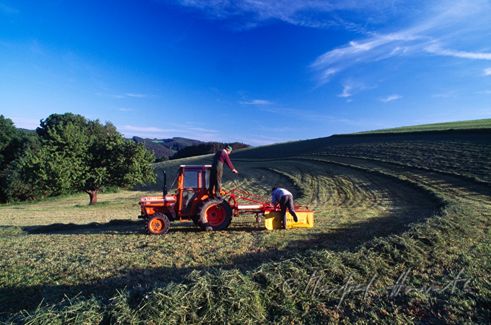 making hay with a tractor