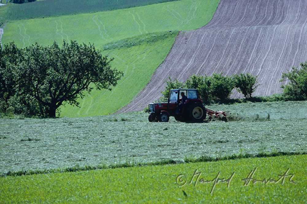 making hay with a tractor