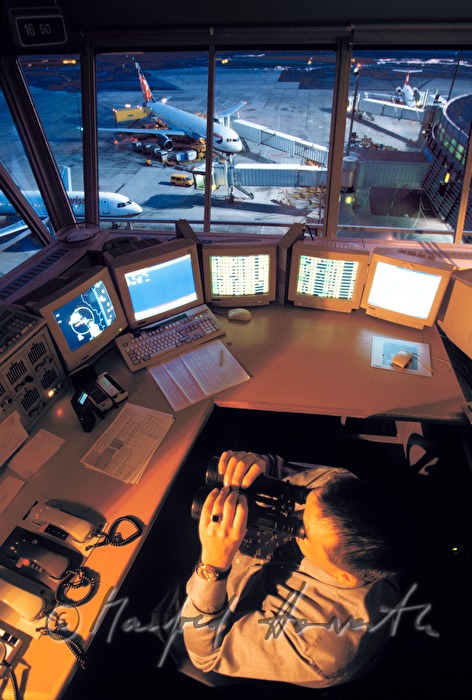 flight controller looks down on the landing field