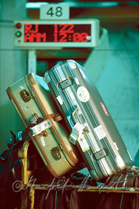 suitcases on the baggage car