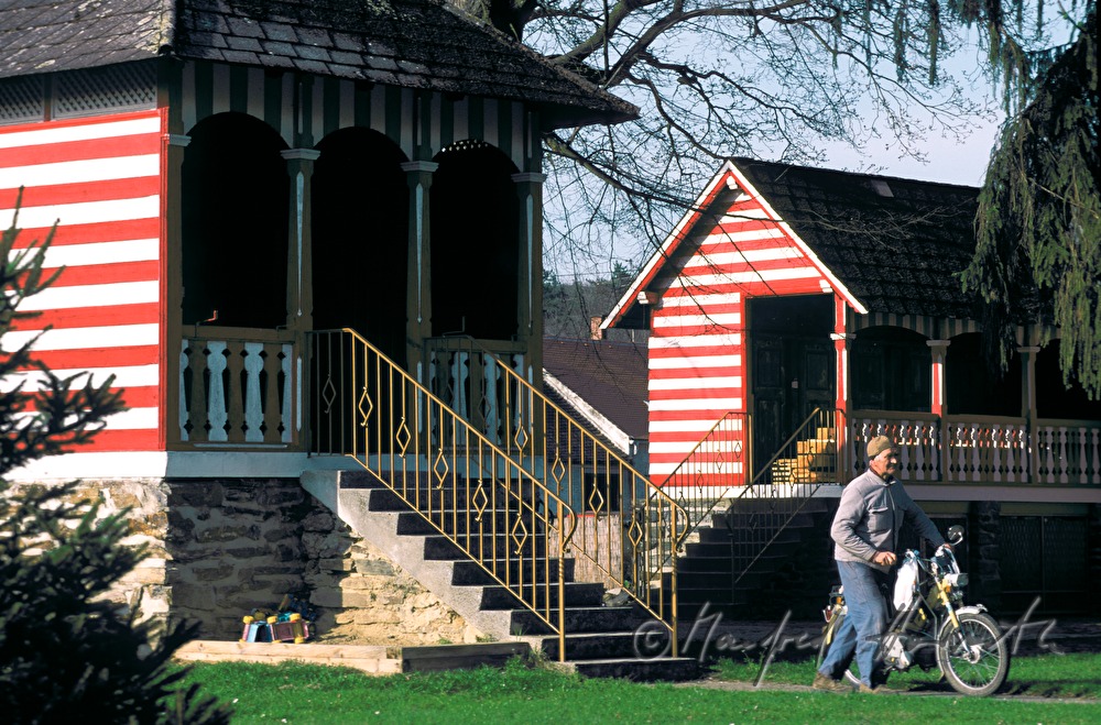 bathhouses on the shore of River Plank