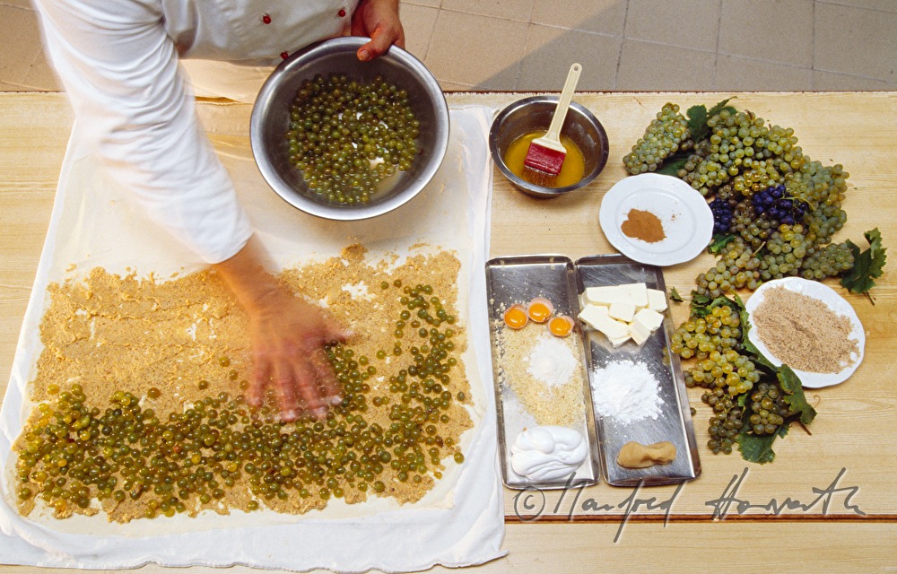 making of a grape strudel  