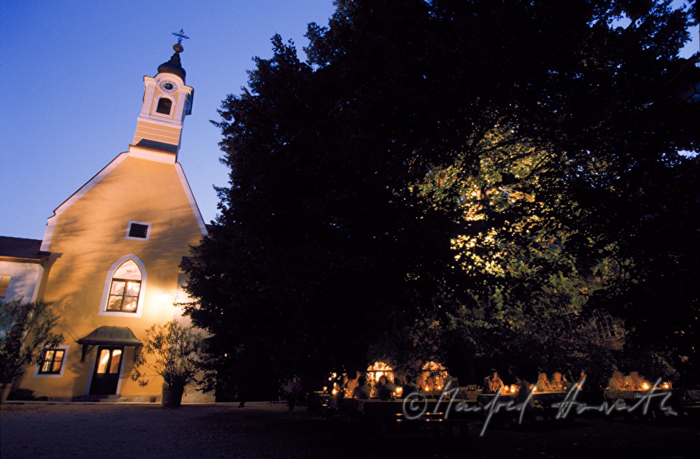 Vintage Court Nikolai Hof, chapel, wine tavern in garden