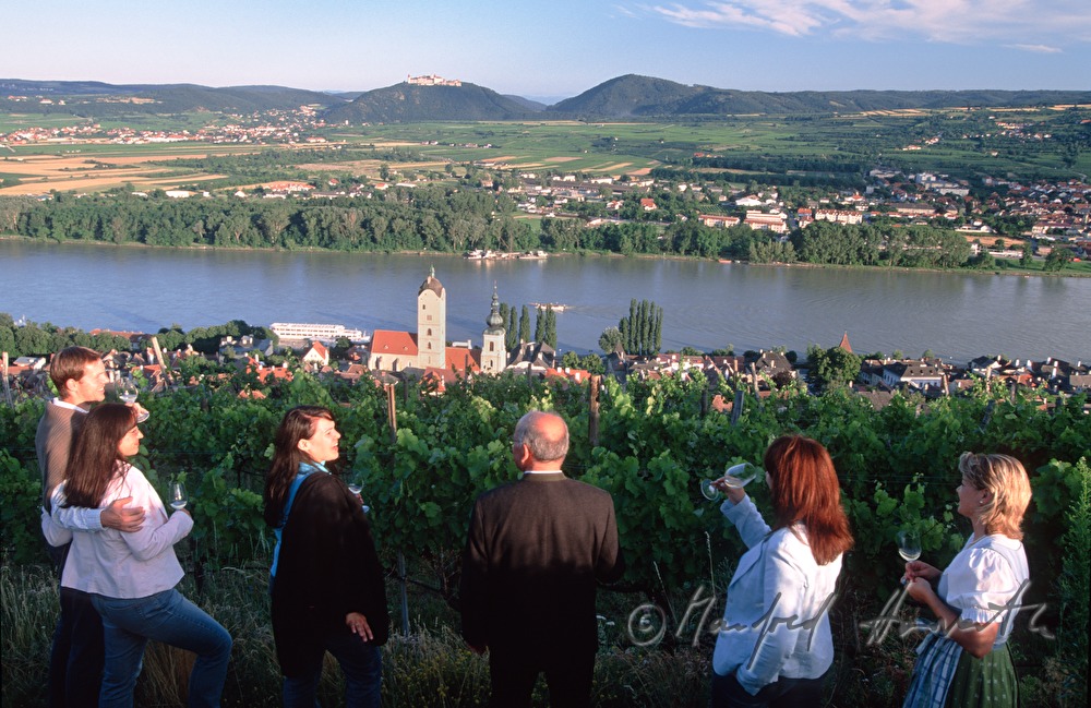 sightseers drink wine on the panoramic way