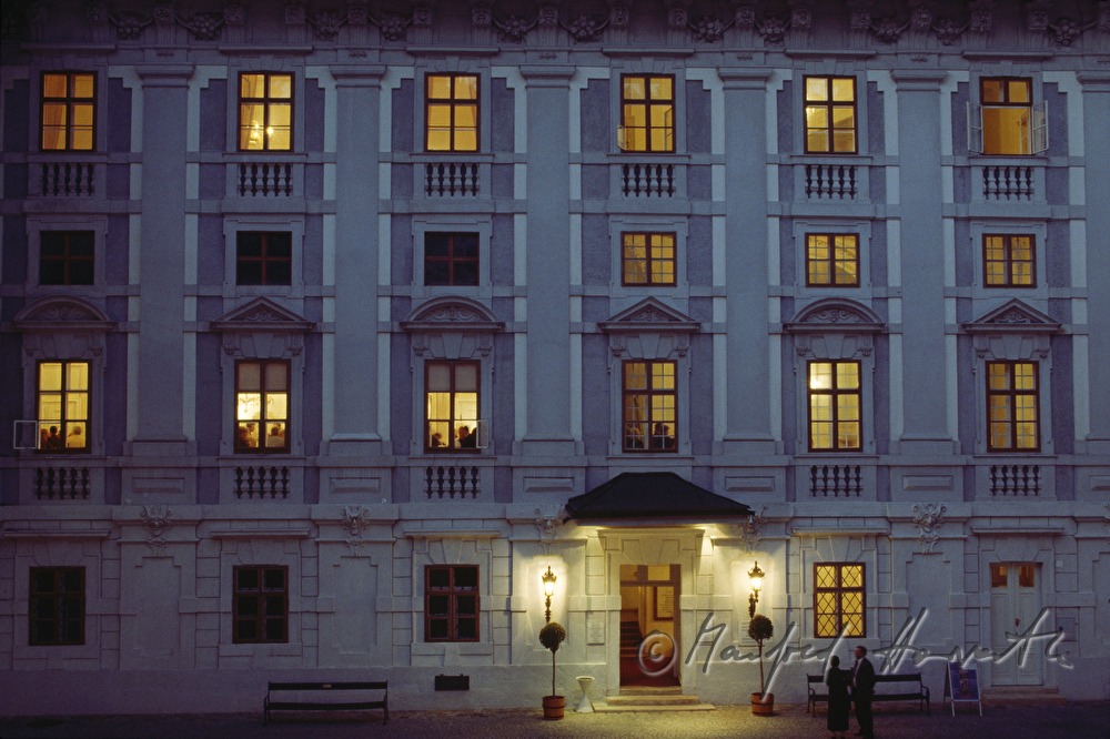 the inner courtyard with concert illumination