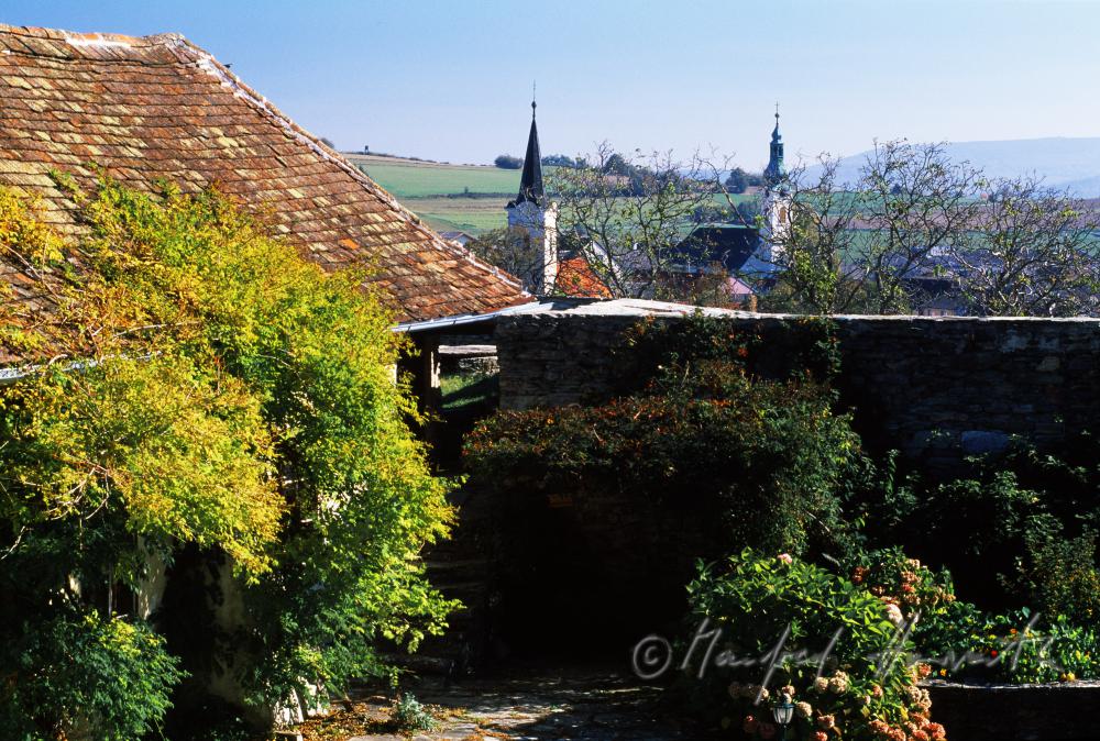 castle wall and view to the churches