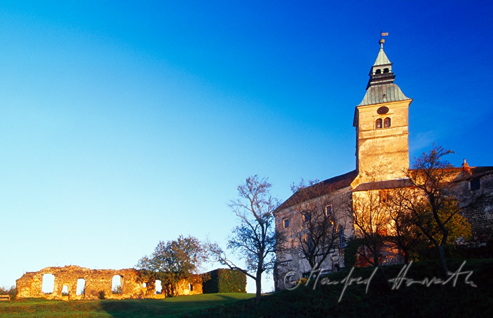 courtyard with stronghold and ruins of a monastery