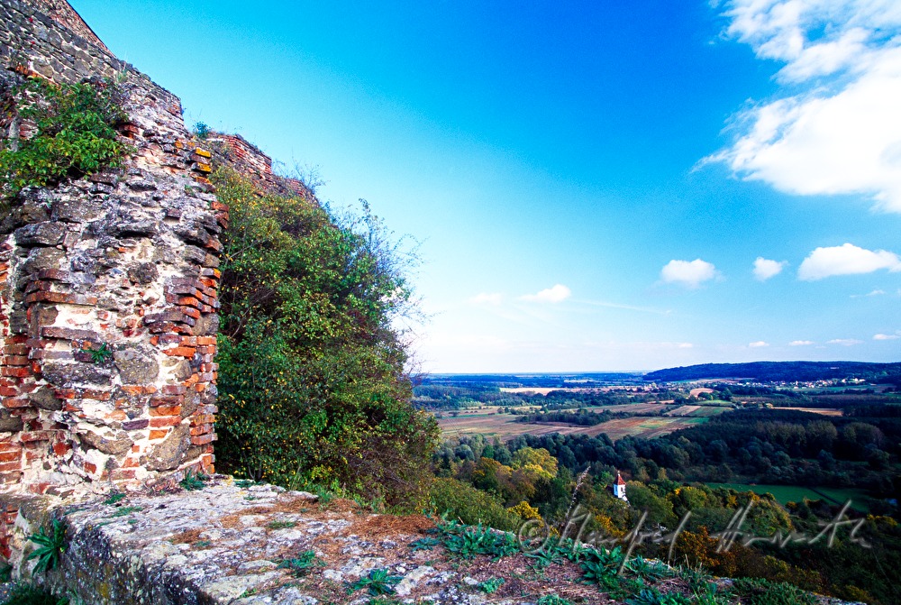 castle wall and view to the east