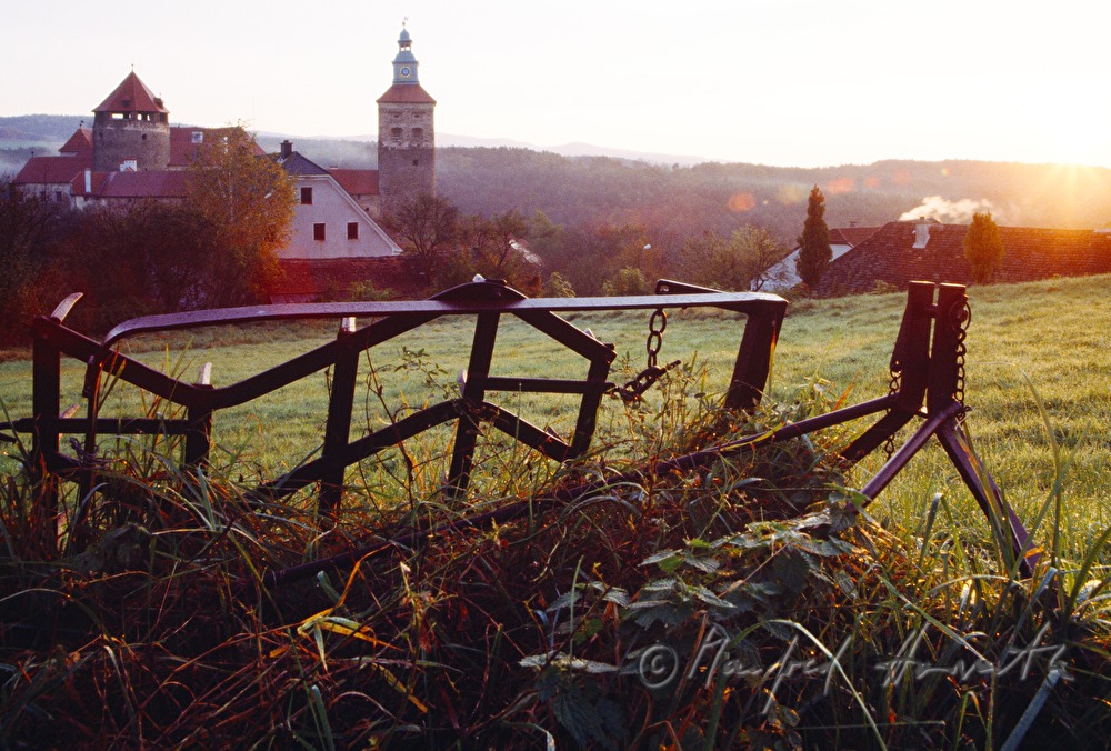 Castle Schlaining, plough in a field