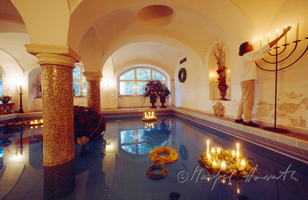 bathhouse with decoration during garden festival