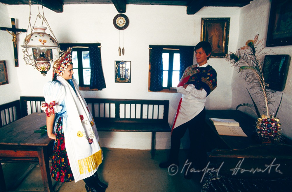young couple in traditional Croat costumes