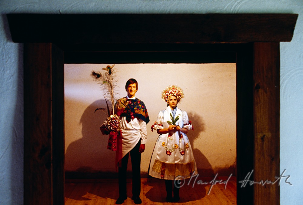 young couple in traditional Croat costumes