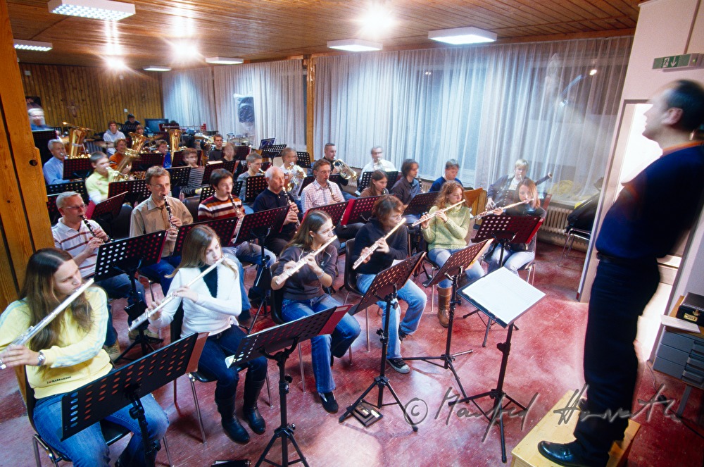 rehearsal of the brass music band