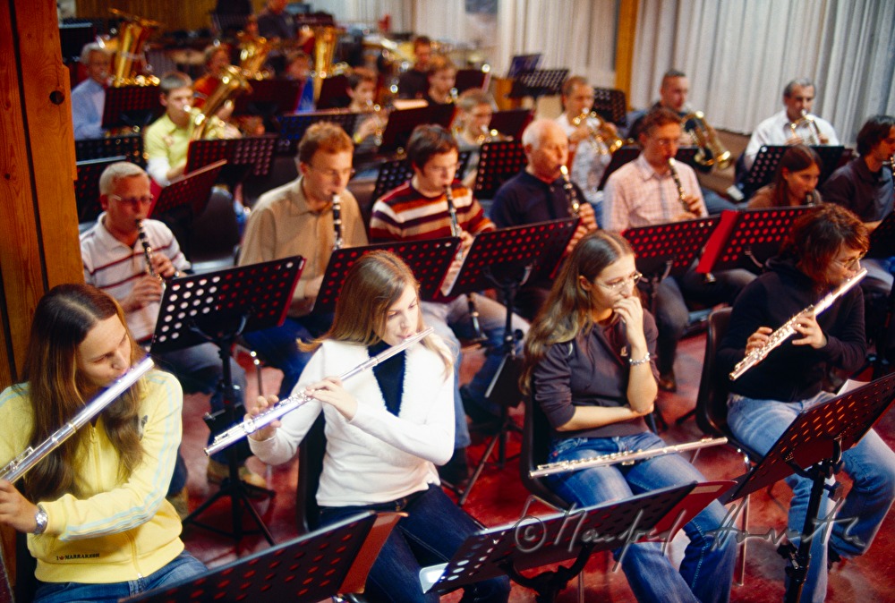 rehearsal of the brass music band