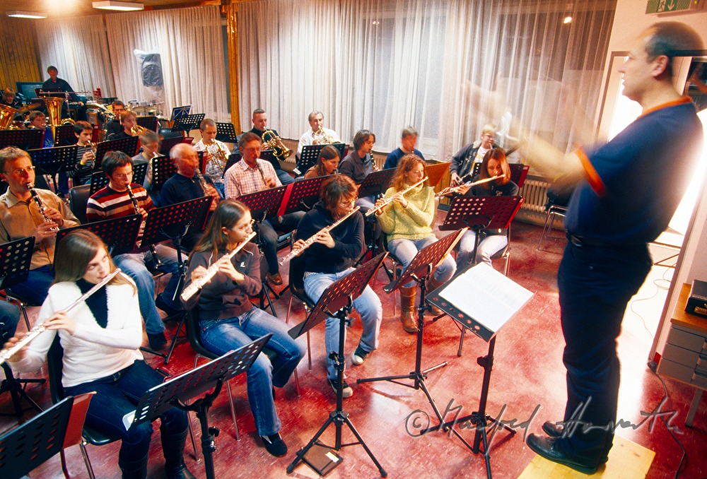 rehearsal of the brass music band