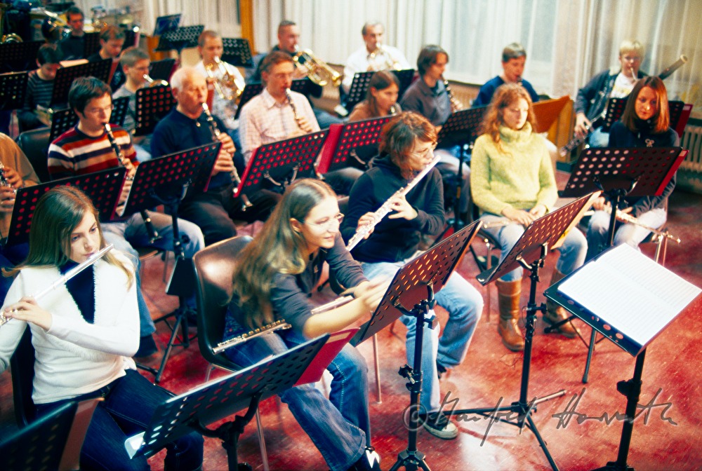 rehearsal of the brass music band