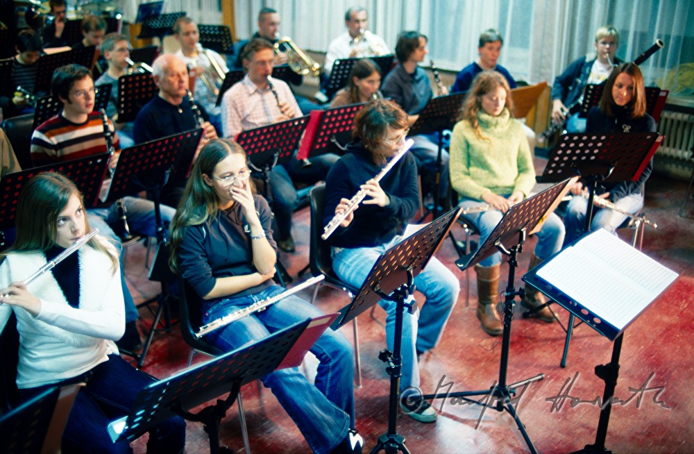 rehearsal of the brass music band
