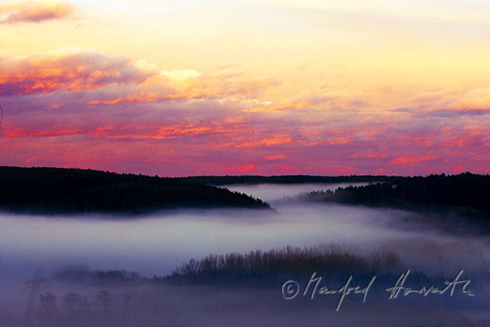mist covers the valley of the Stegersbach stream