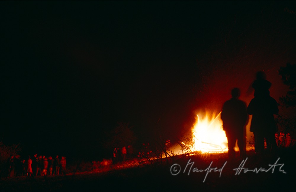 attendees watch the Easter fire