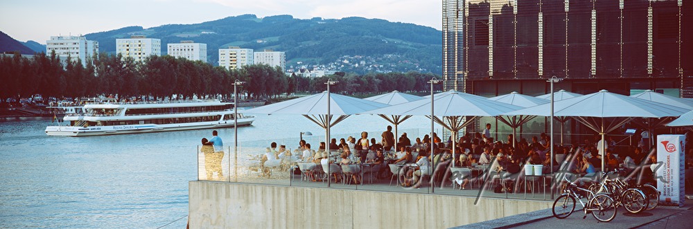 Terrace of the Cafe in the Lentos and Danube