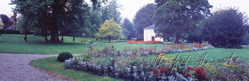 monastery garden with gartden pavillon