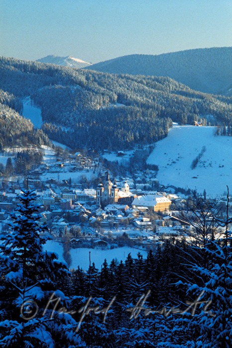 basilica and winter landscape