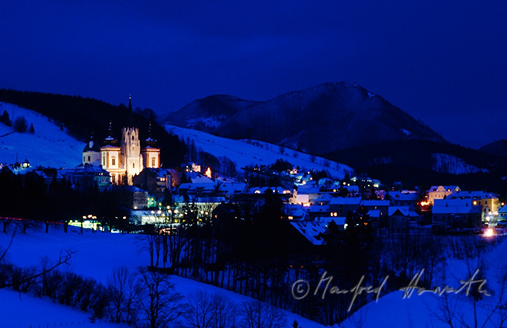basilica and winter landscape