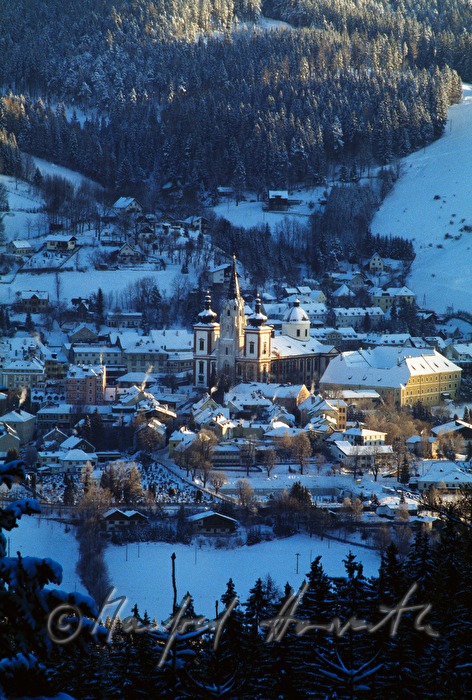basilica and winter landscape