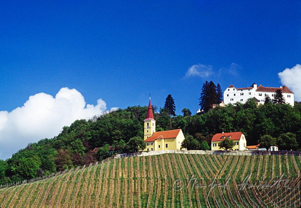 castle, church and vineyard