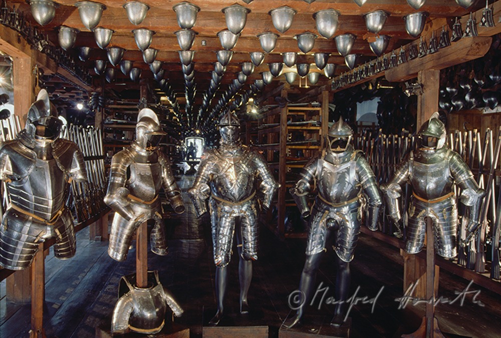 armoury with armaments on display