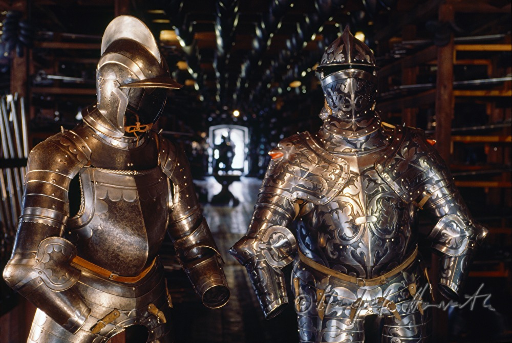 armoury with armaments on display