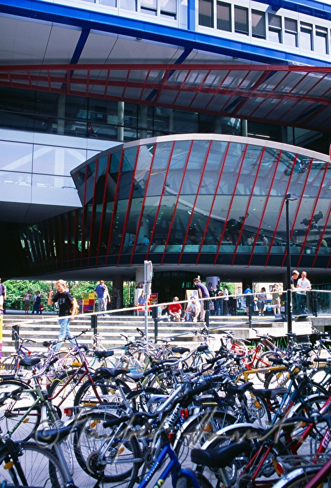 main entrance and bicycle parking lot