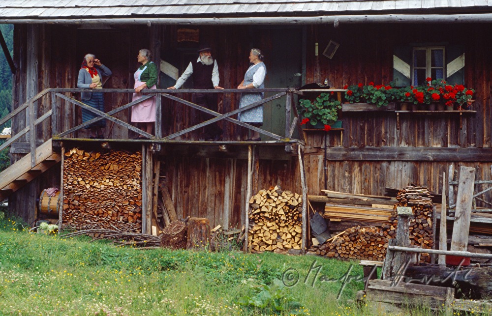 alpine hut with balcony