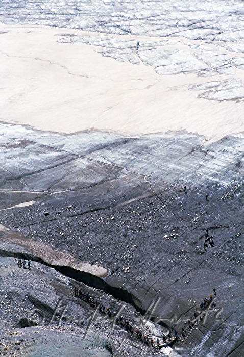 Pasterze, group of alpinists on the glacier