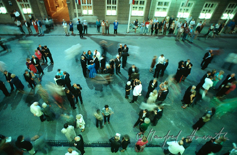 audience gathers before the opera starts