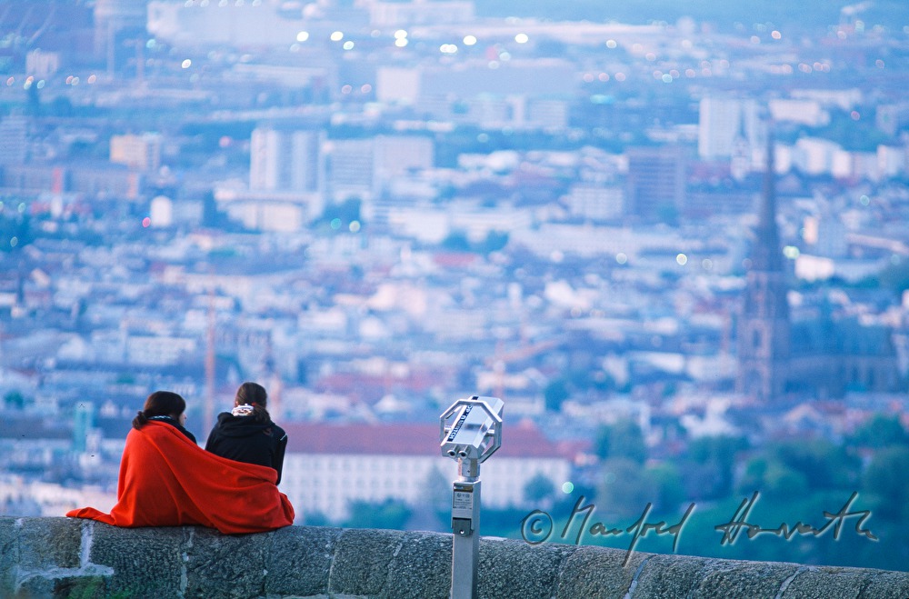 View from Pöstlingberg towards the city of Linz