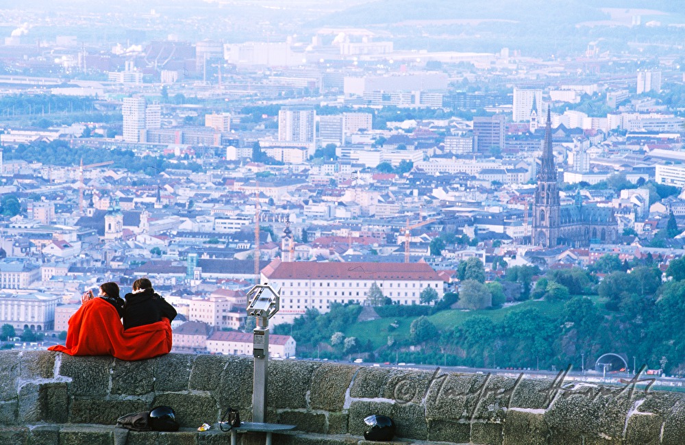 View from Pöstlingberg towards the city of Linz